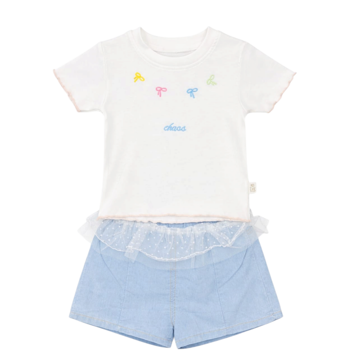 Baby Girl 2PC Cotton T-Shirt & Denim Shorts Set