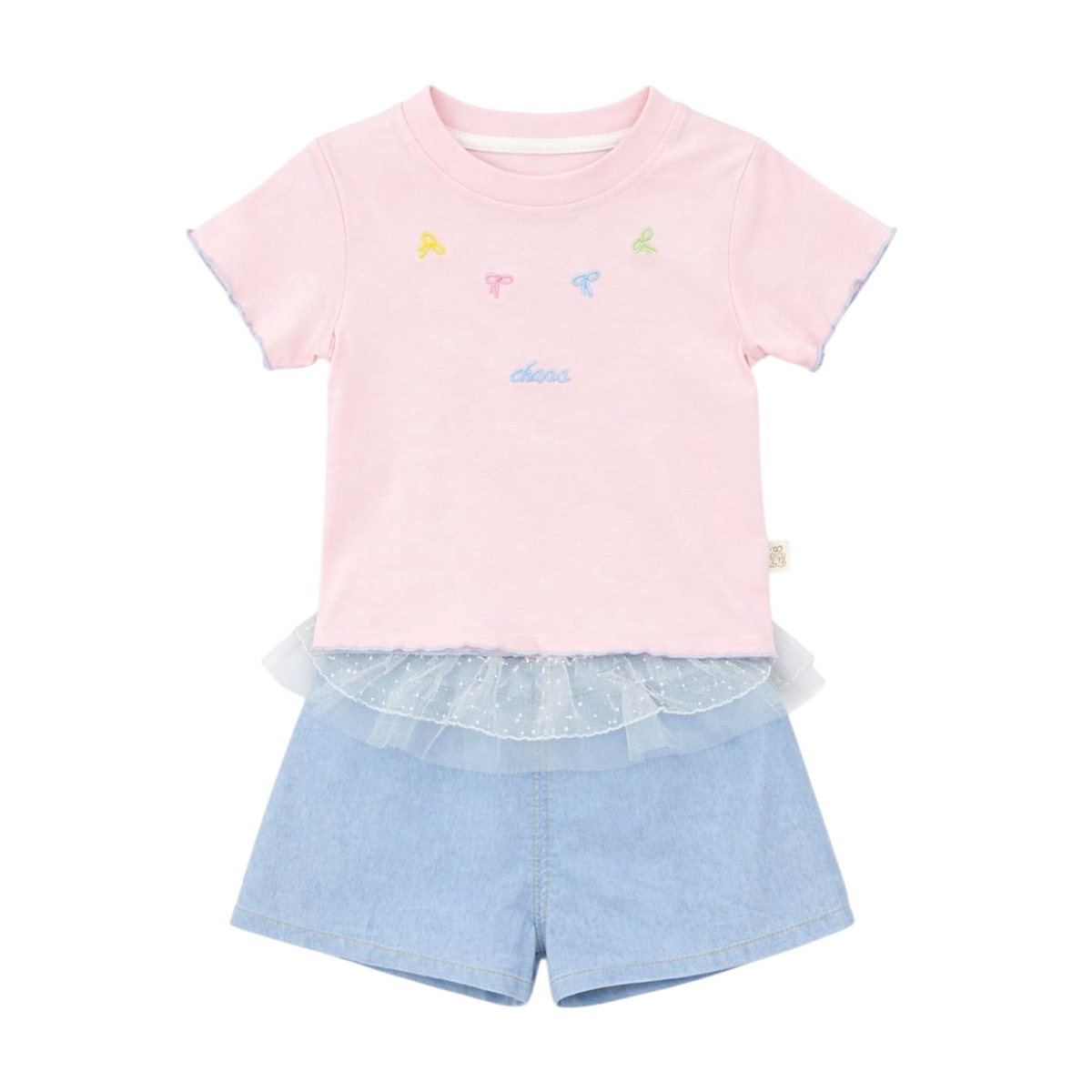 Baby Girl 2PC Cotton T-Shirt & Denim Shorts Set