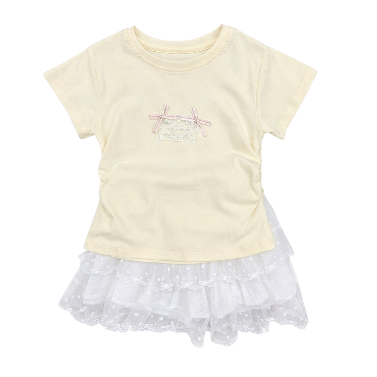 Baby Girl 2PC Cotton T-Shirt & White Skirt Set