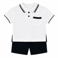 2PC Set White Polo Set