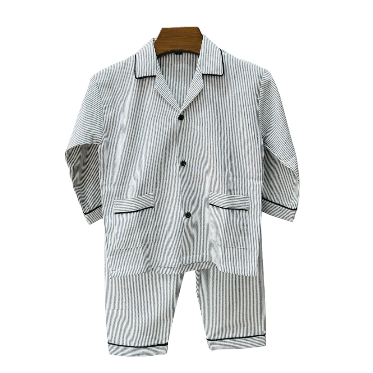 Black Stripes Cotton Night Suit