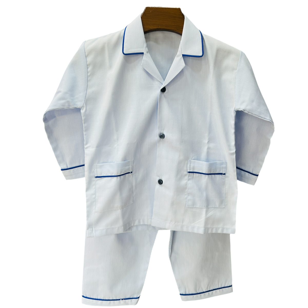 Blue Stripes Cotton Night Suit
