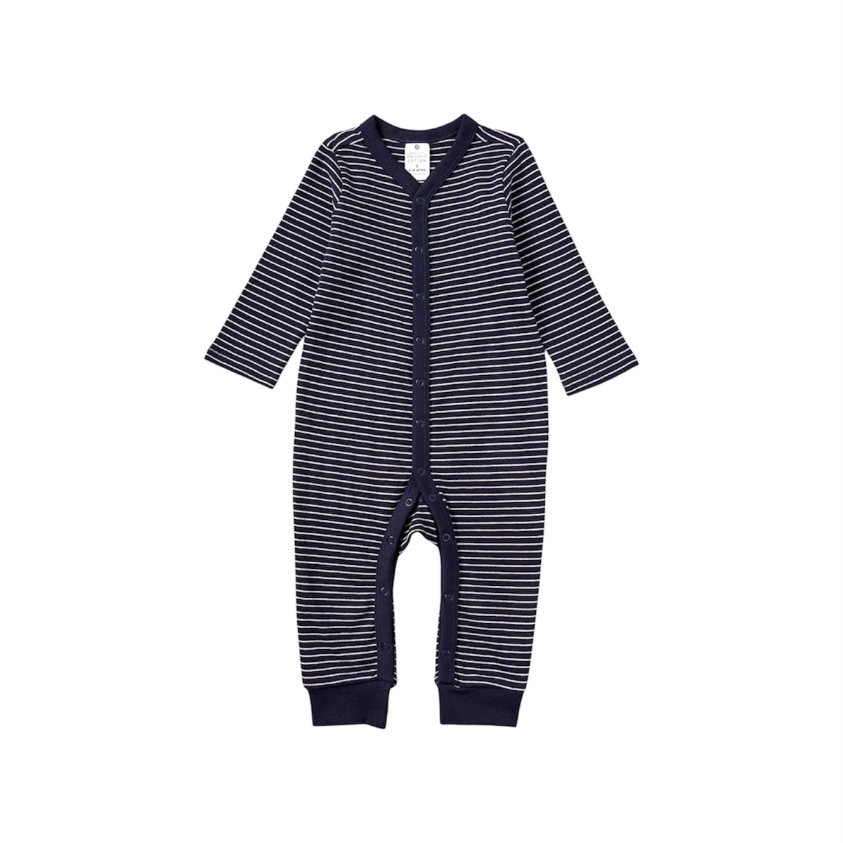Blue Stripes Open Feet Romper