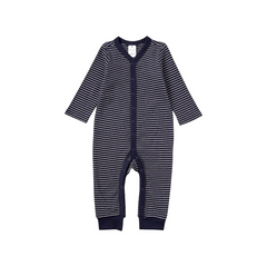Blue Stripes Open Feet Romper