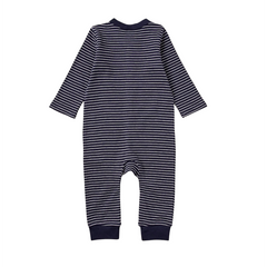 Blue Stripes Open Feet Romper