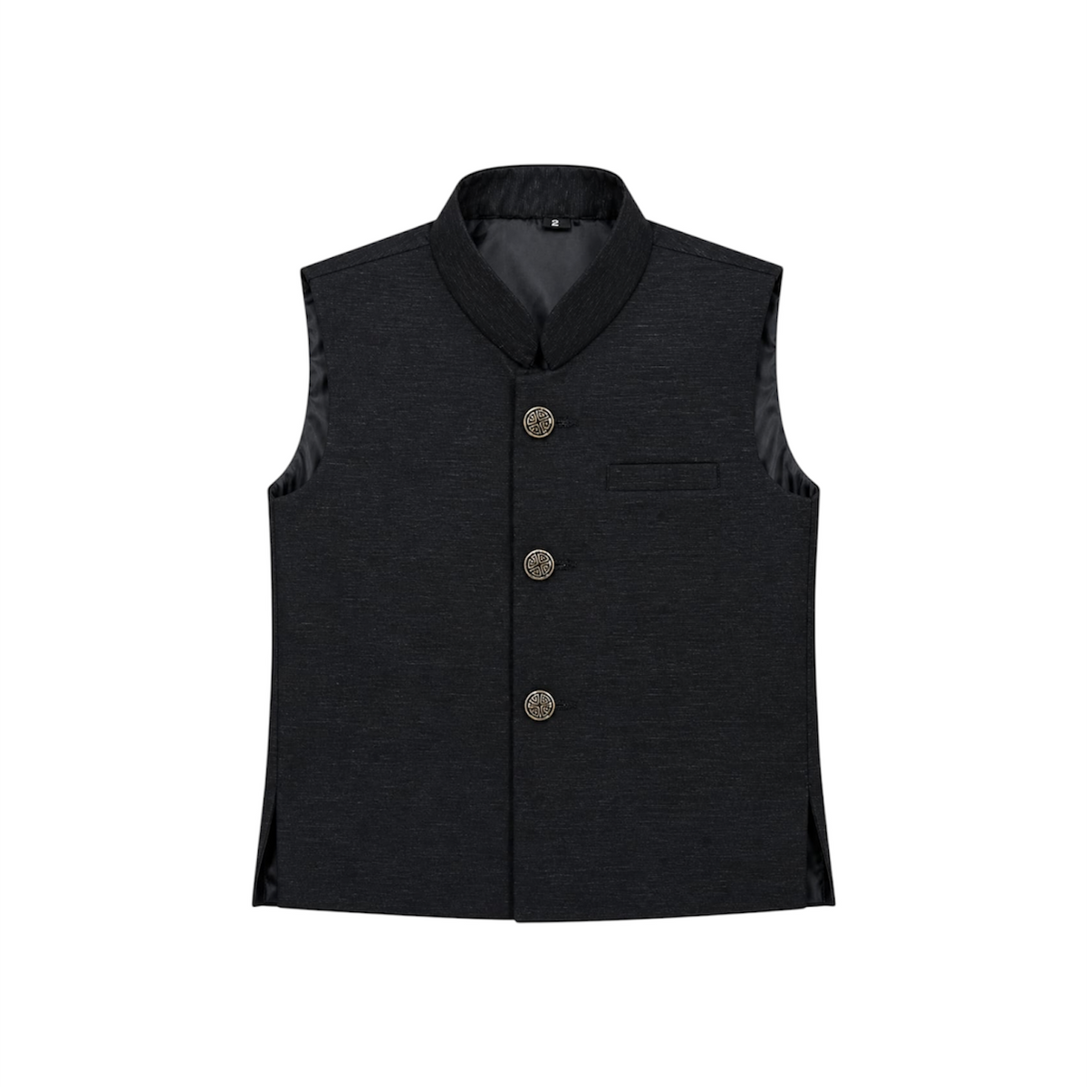 Baby Boy Black Waistcoat For Kurta Trouser