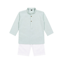Baby Boy Light Green Cotton Kurta Trouser Set
