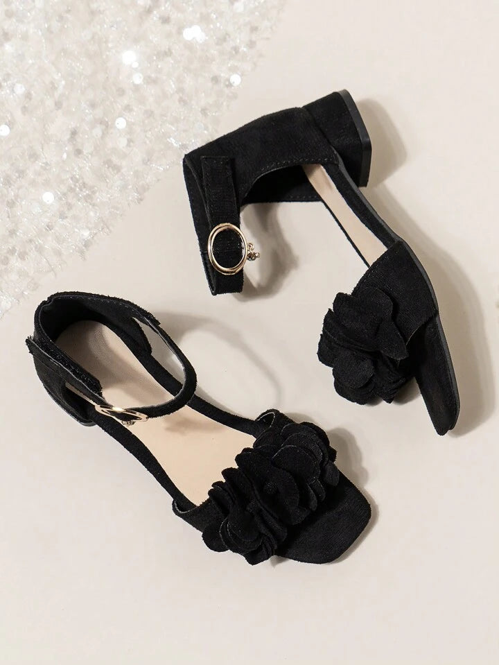 Black Flower Sandal