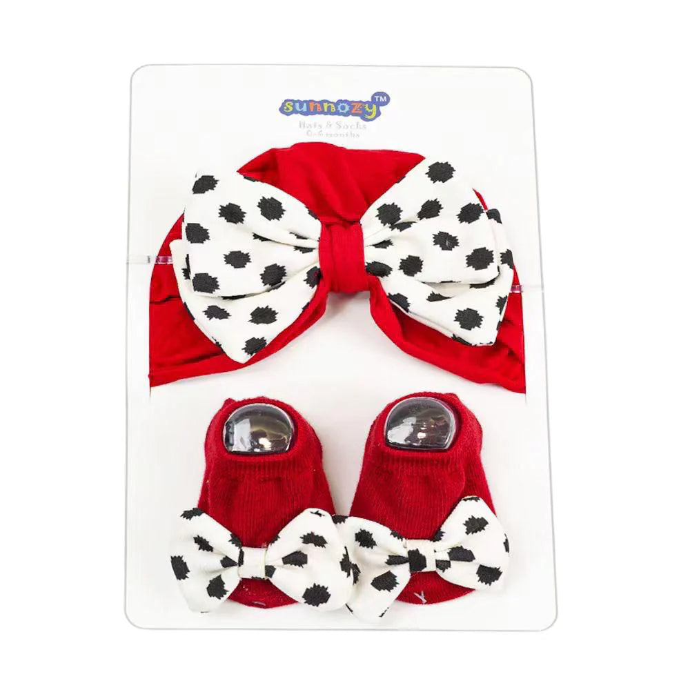 Red Turban Cap & Socks Set