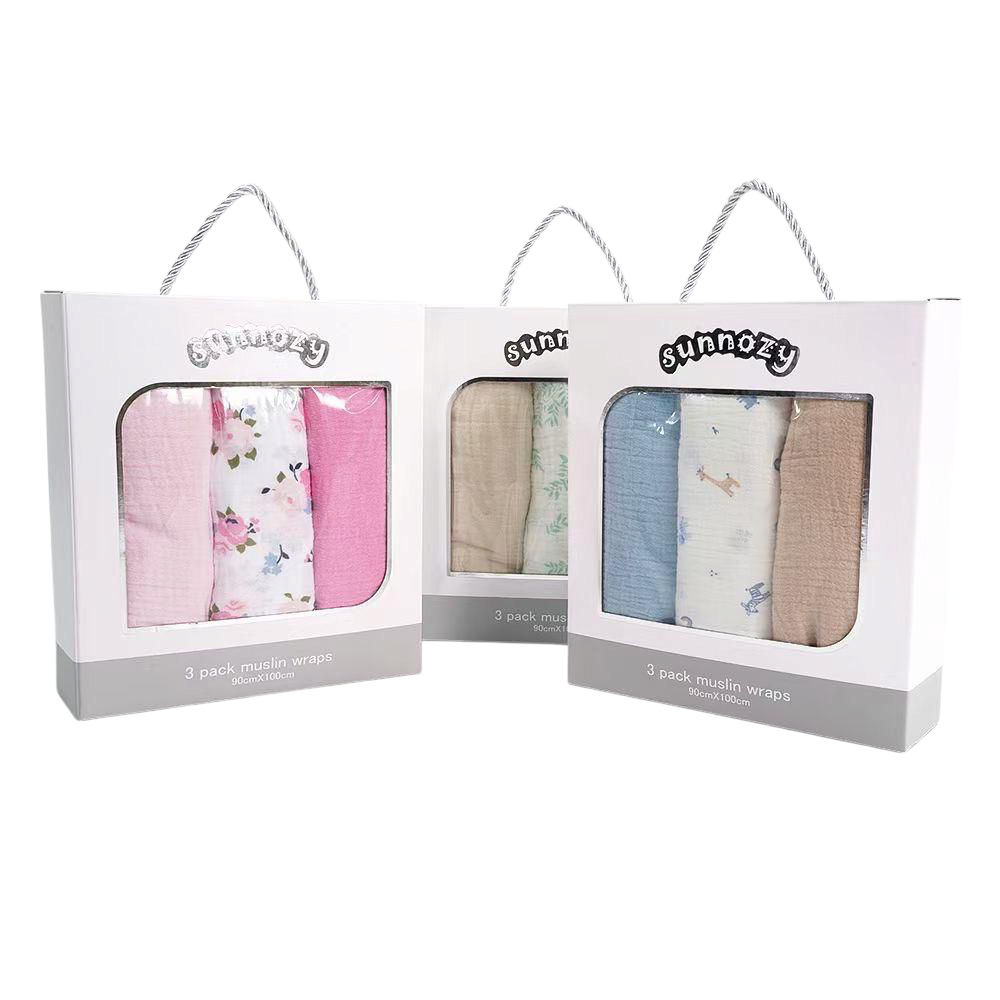 3PK Muslin Swaddle Wraps