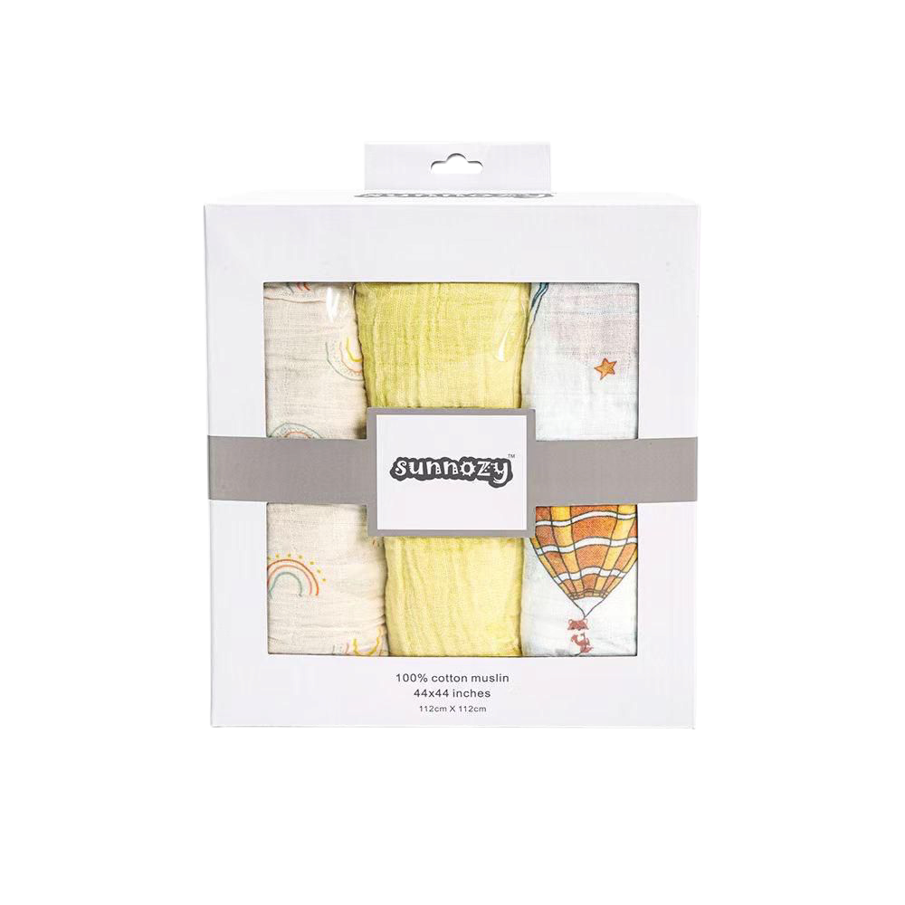 3PK Muslin Swaddle Sheet 100% Cotton