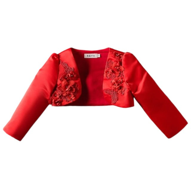 Baby Girl Red Silk Shrug