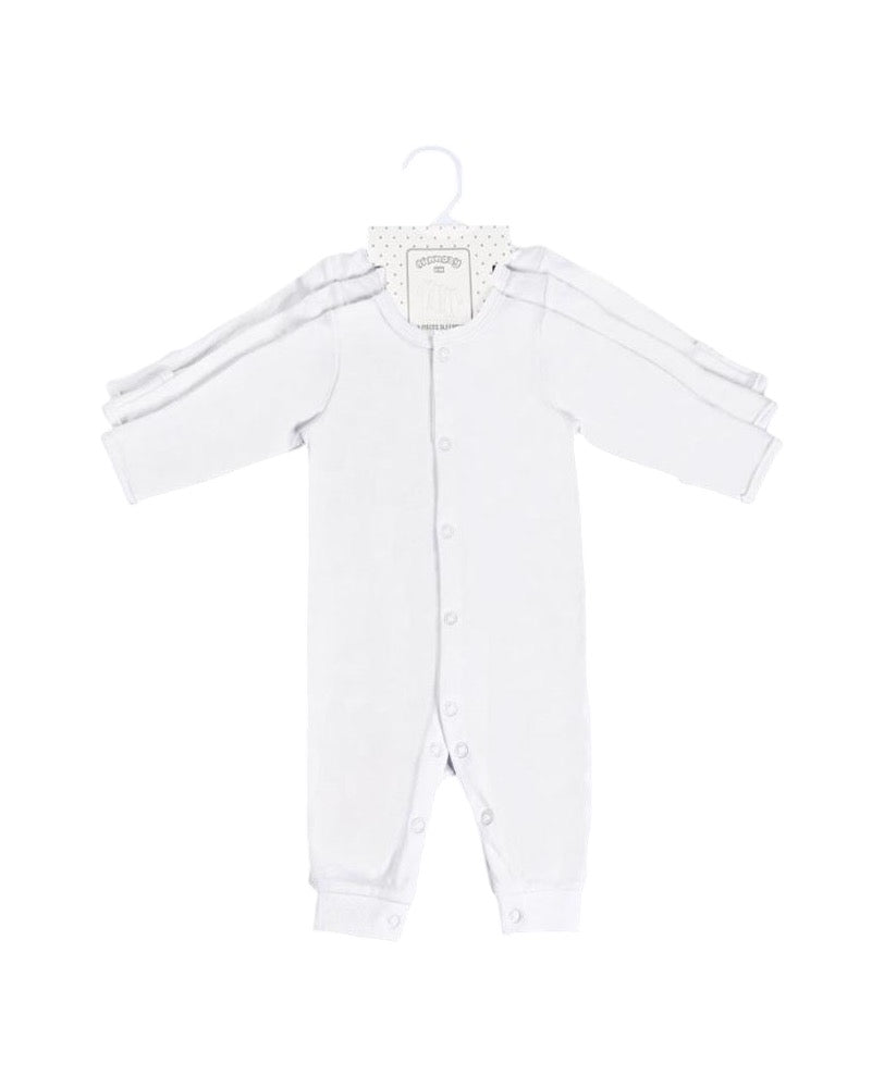 3PC Open Feet Romper White