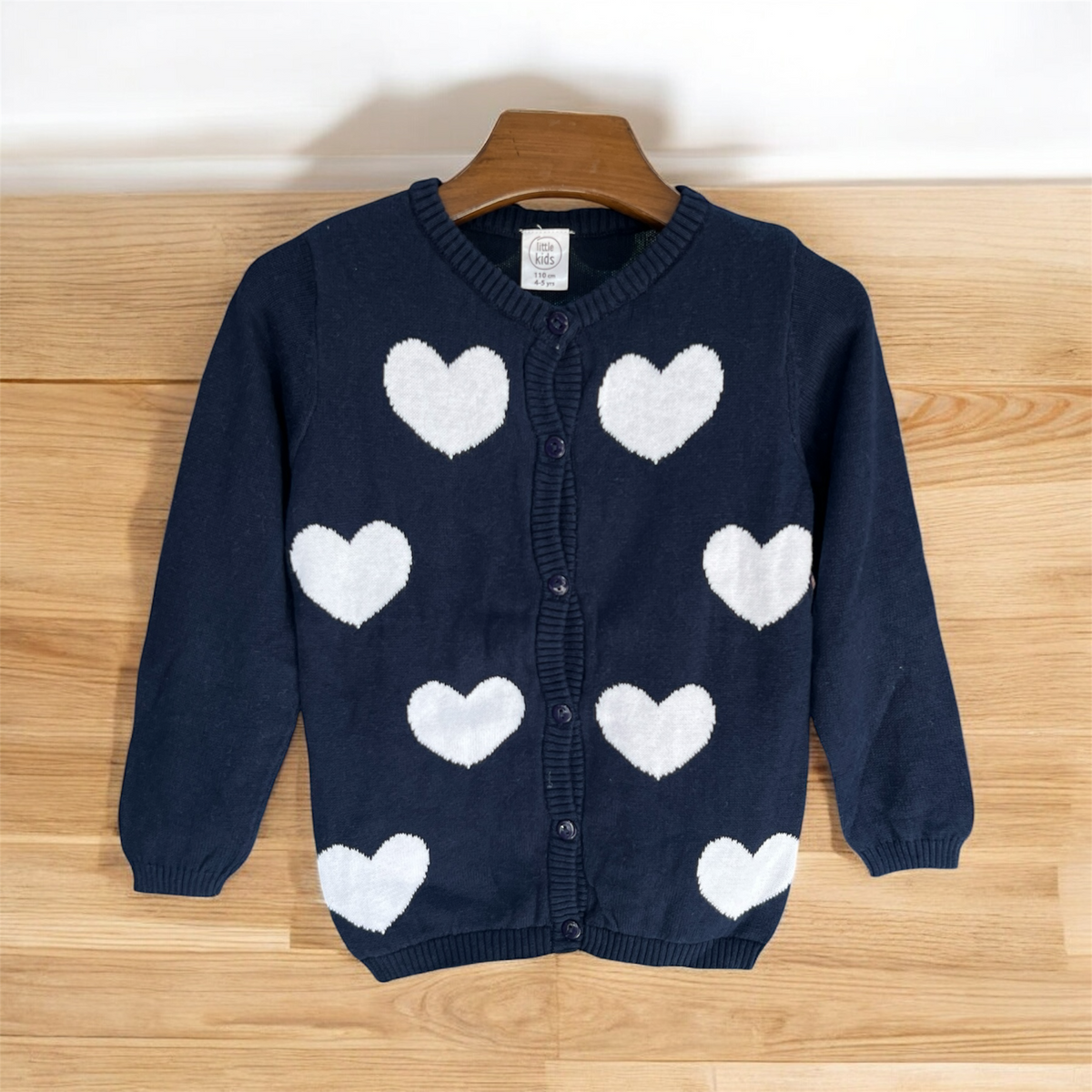 Baby Girl White Hearts Sweater