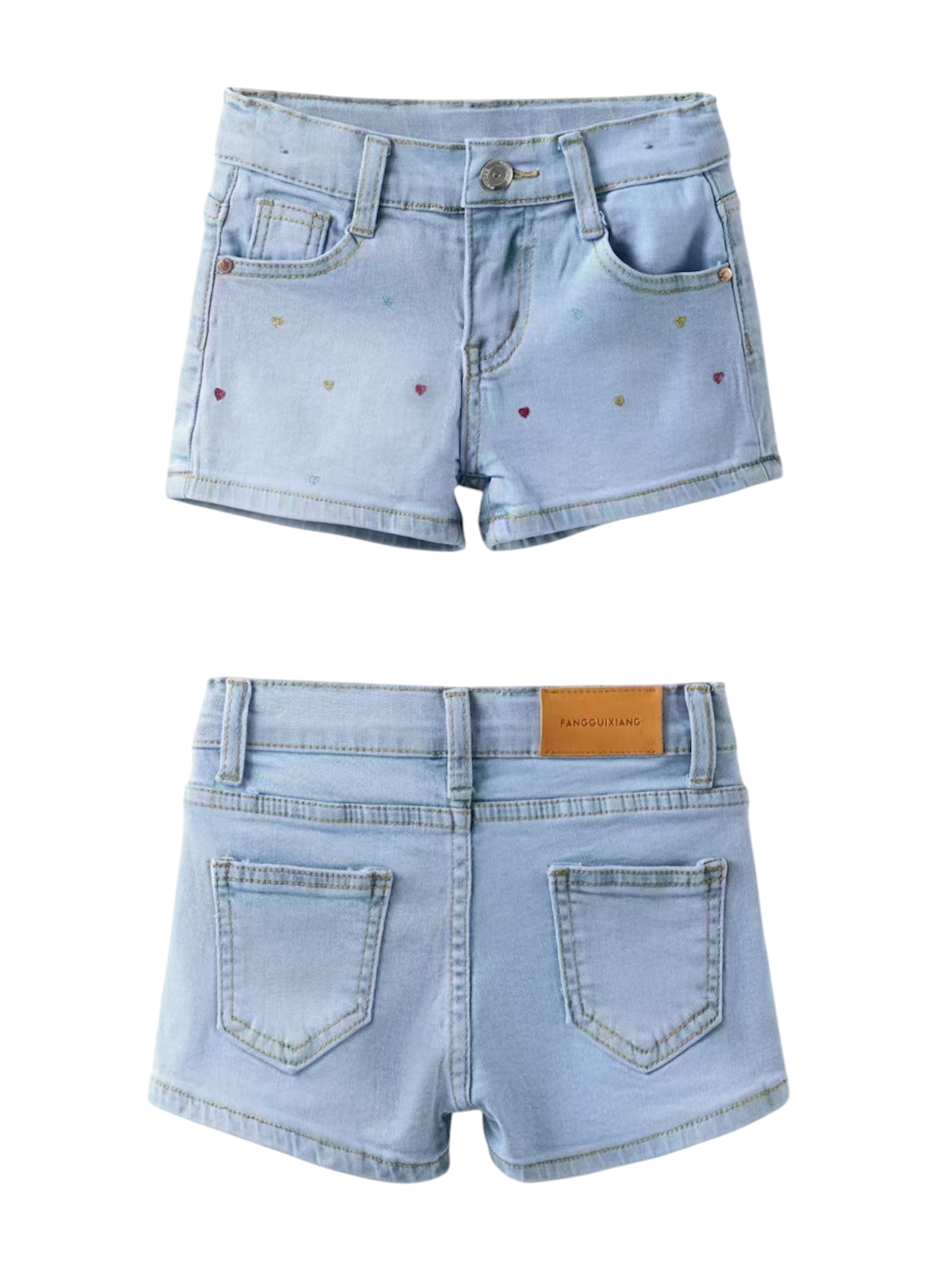Baby Girl Heart Denim Short