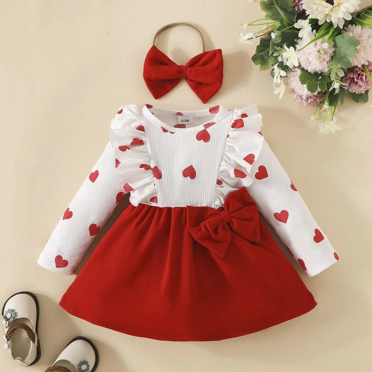 2PC Red Hearts Frock