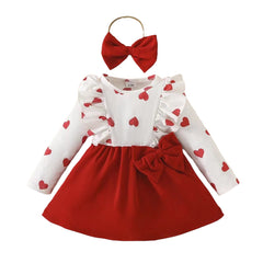 2PC Red Hearts Frock