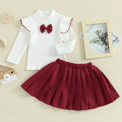 2PC Baby Girl Skirt Suit Maroon