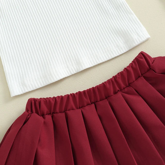 2PC Baby Girl Skirt Suit Maroon