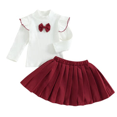 2PC Baby Girl Skirt Suit Maroon