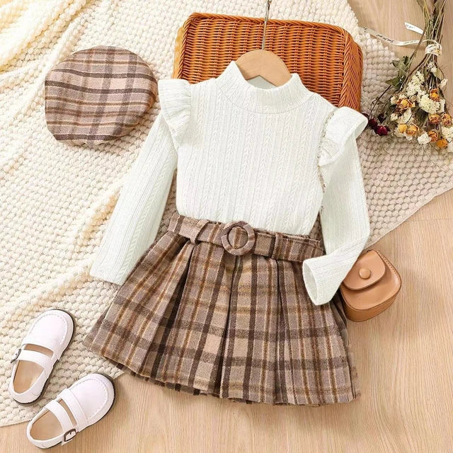 3PC High-Neck Knit Long Sleeves Suit