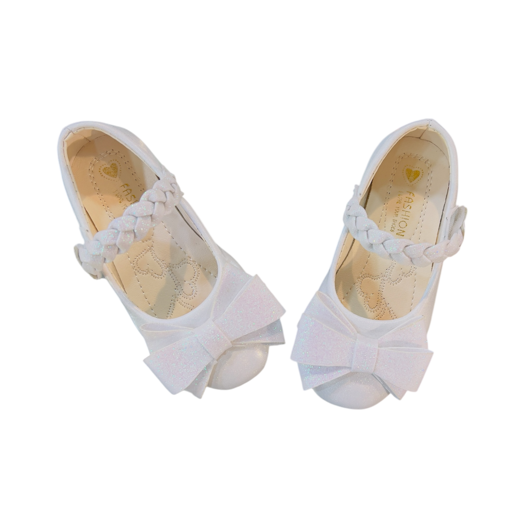 White shimmer Bow Pumps