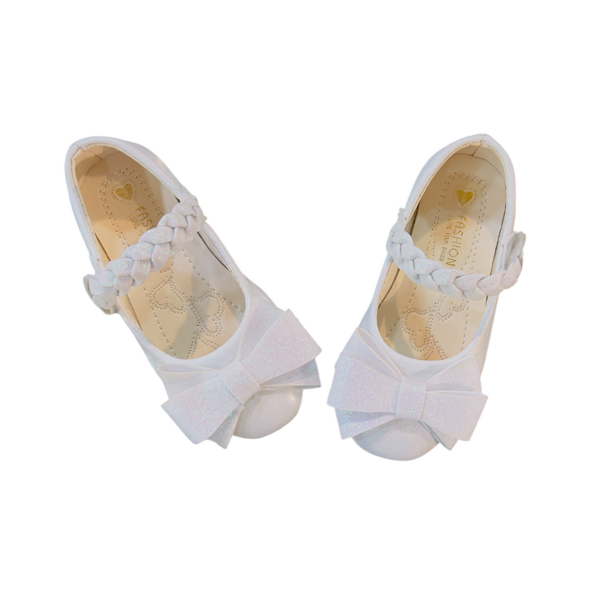 White shimmer Bow Pumps