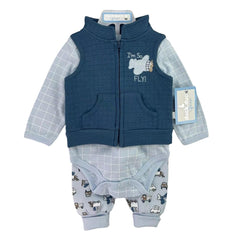 3PC Baby Boy Hooded Suit