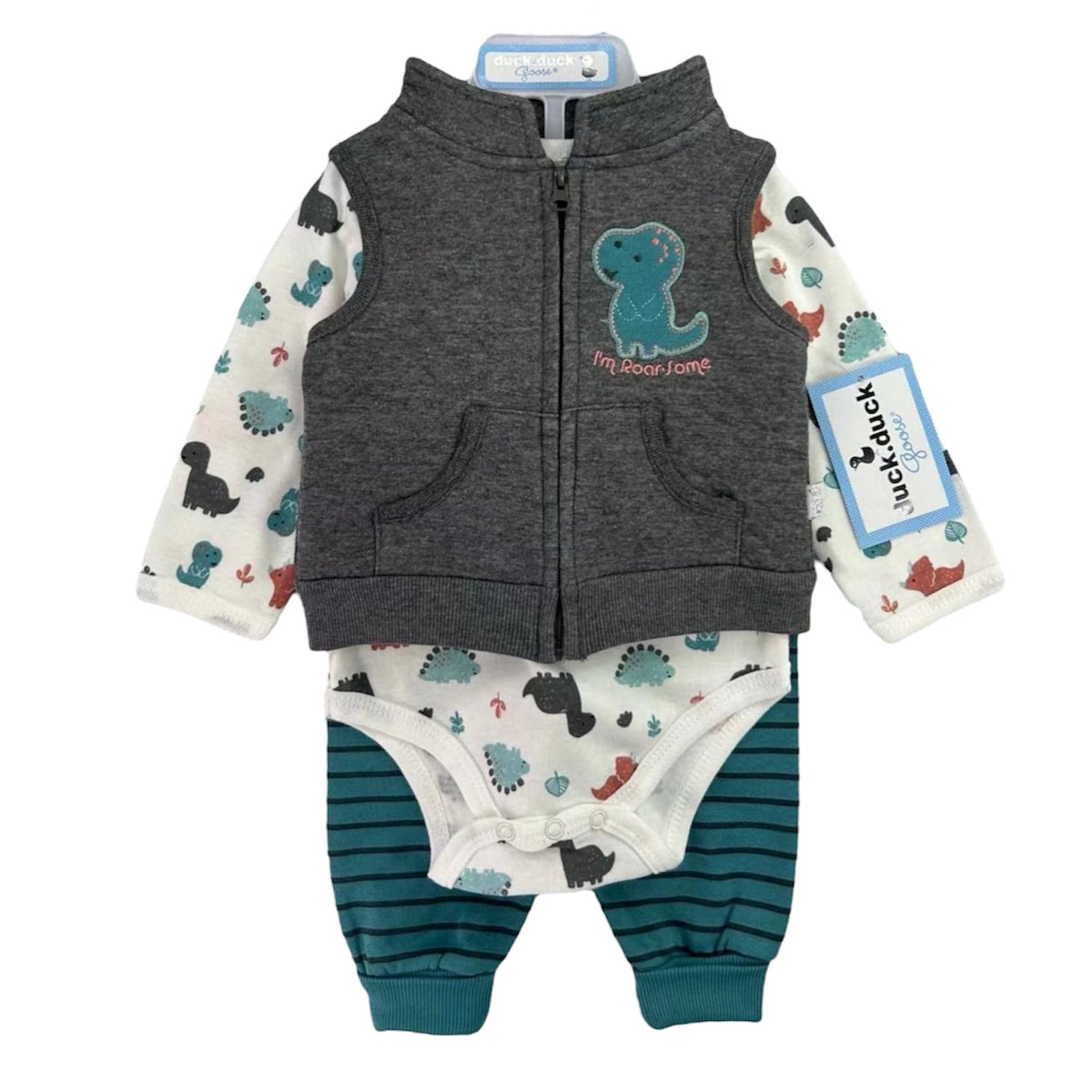 3PC baby Boy Dino Suit