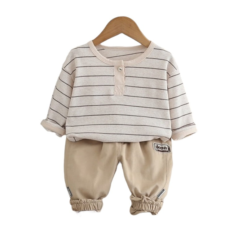 2PC Baby Boy Brown Stripes Suit