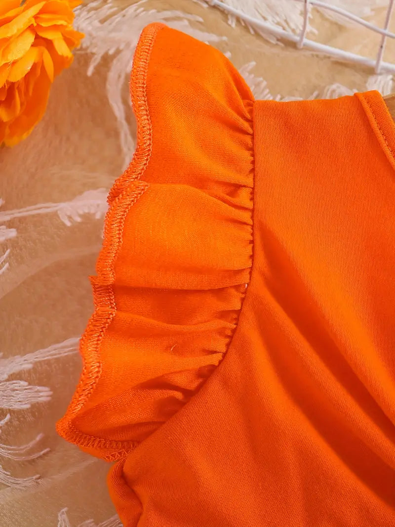 2PC Orange Flower Suit