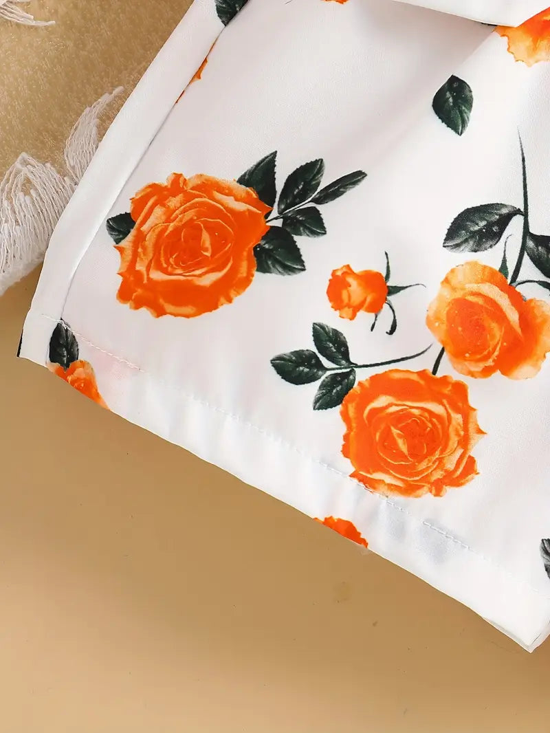 2PC Orange Flower Suit