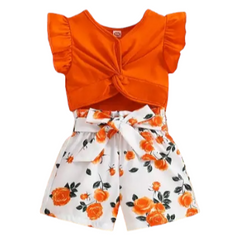 2PC Orange Flower Suit