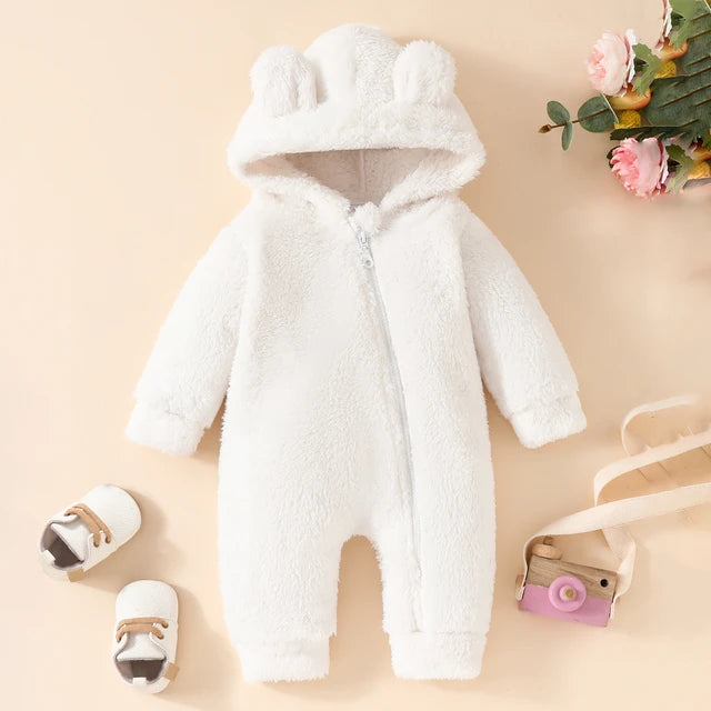 Baby White Hooded Romper