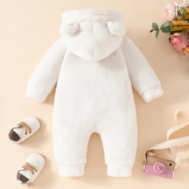 Baby White Hooded Romper