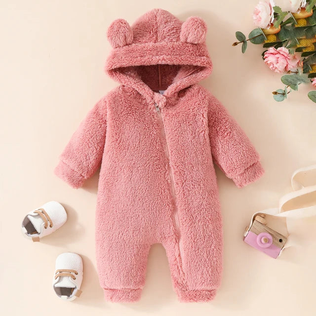 Baby Girl Pink Hooded Romper