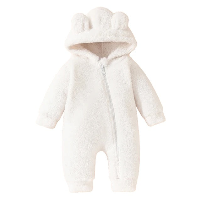 Baby White Hooded Romper