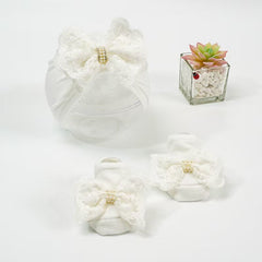 White Turban Cap & Socks Set