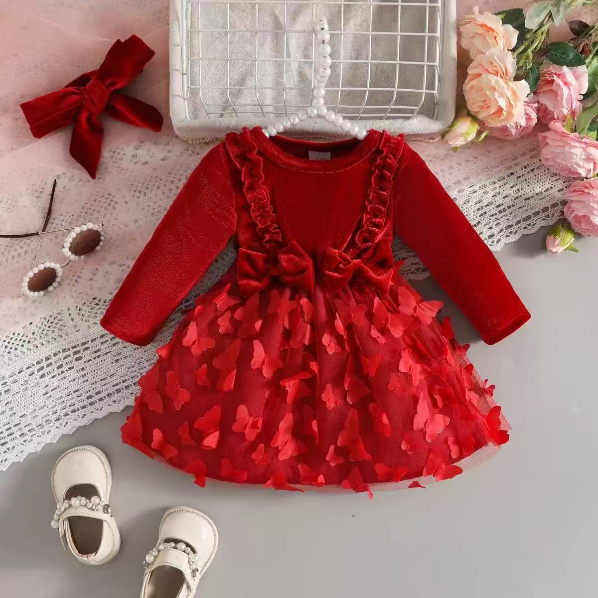 Red Velvet Butterfly Frock