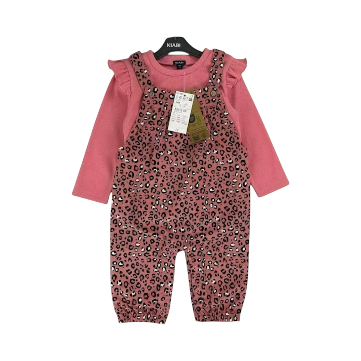 2PC baby Girl Pink Printed Romper