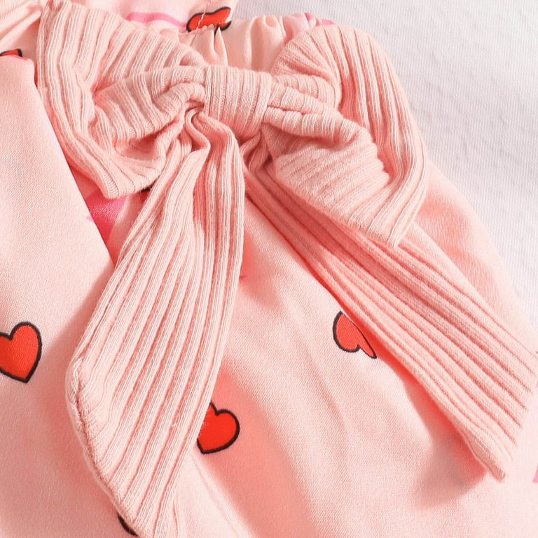 2PC Baby Girl Red Heart Bodysuit Set