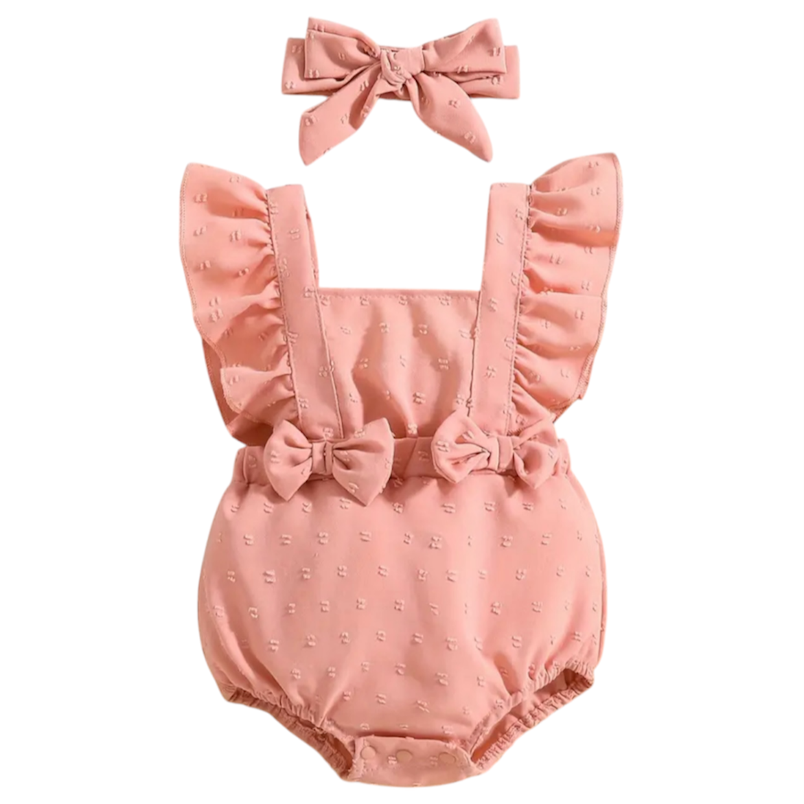 Peach Bowknot Bodysuit