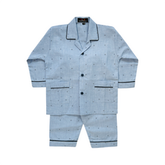 Blue Full Sleeves Cotton Night Suit