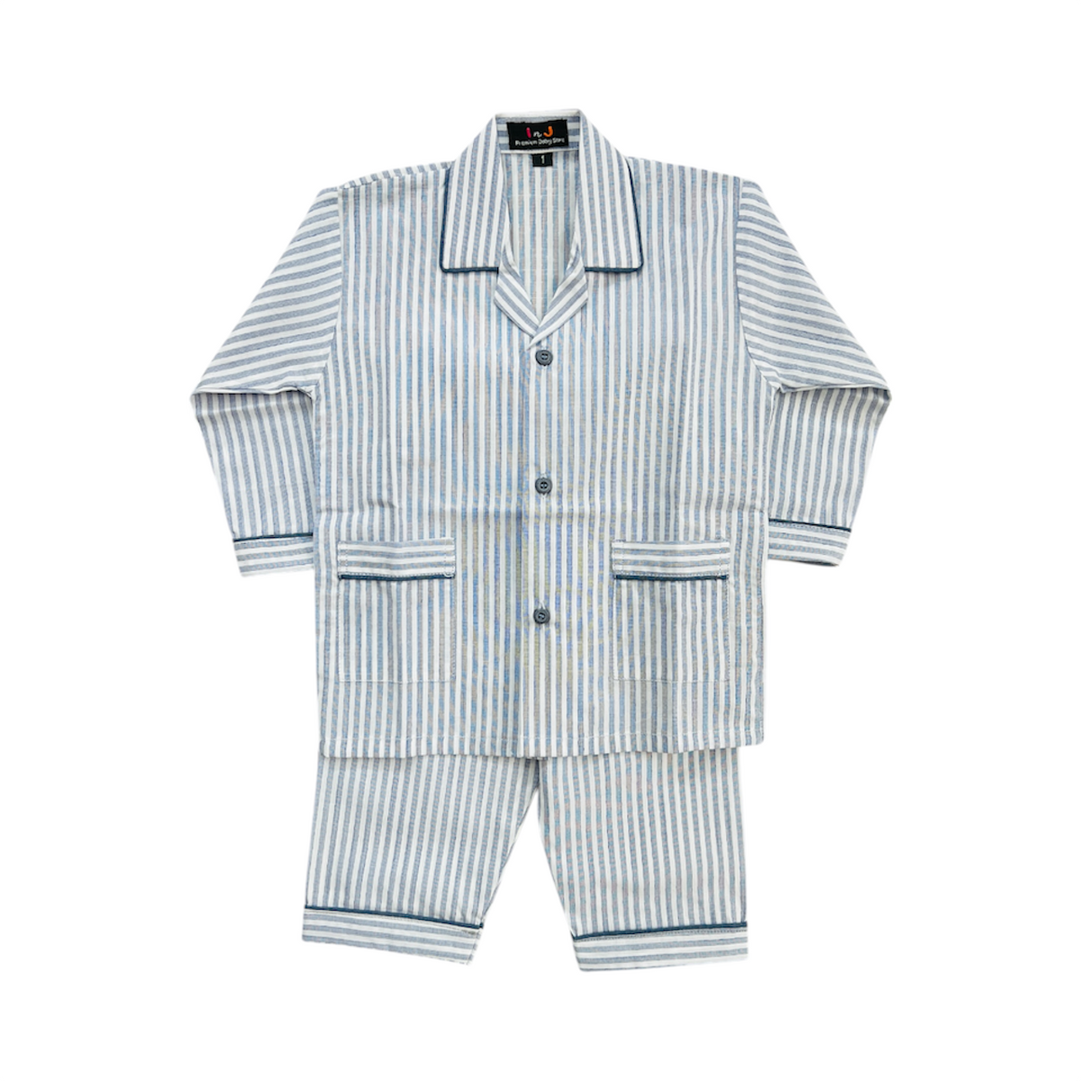 Blue Stripes Cotton Night Suit