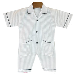 Half Sleeves White Lining Cotton Night Suit