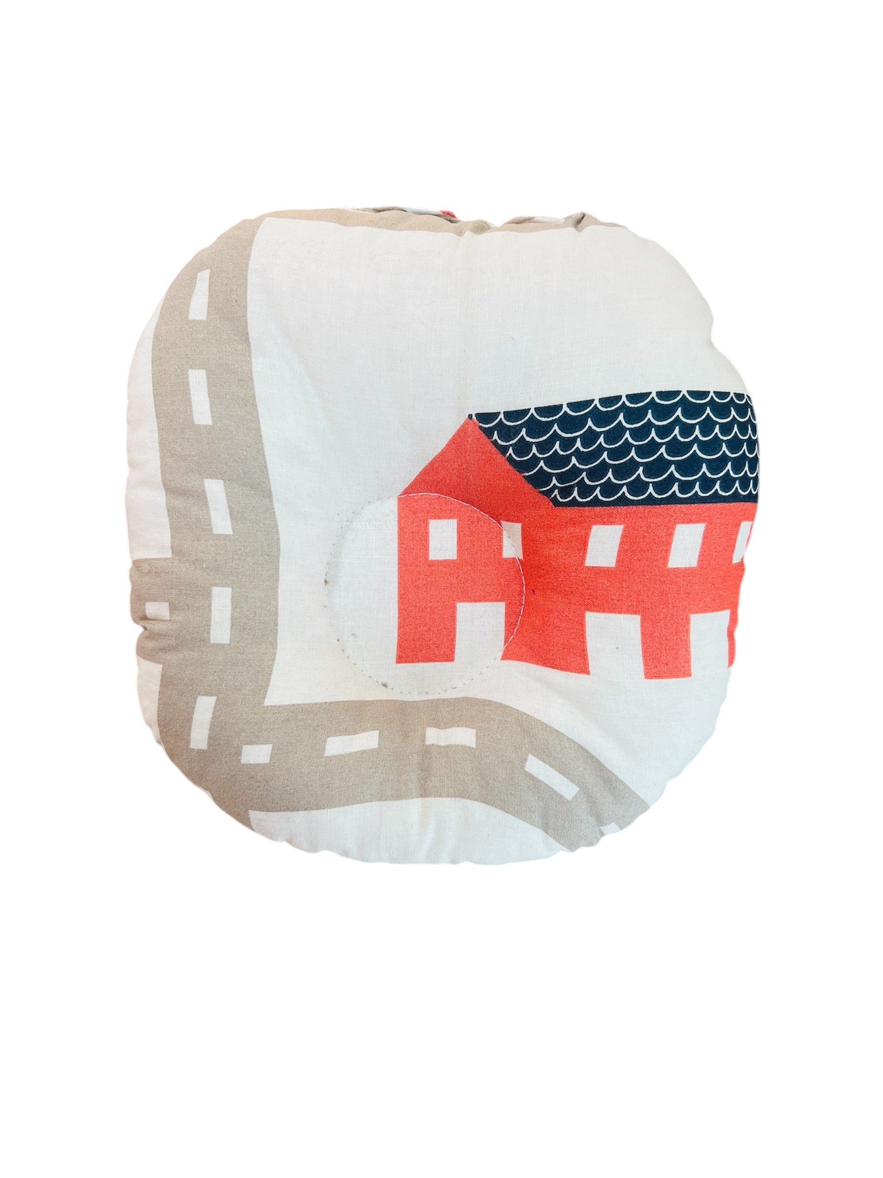 Round Pillow with Road Map Traffic Design