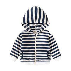 Navy Blue Stripes Hooded Upper