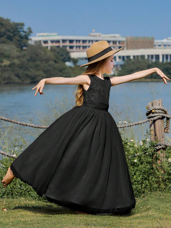 Black Lace Party Wear Frock