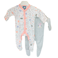 2 Pack Closed Feet Romper Set