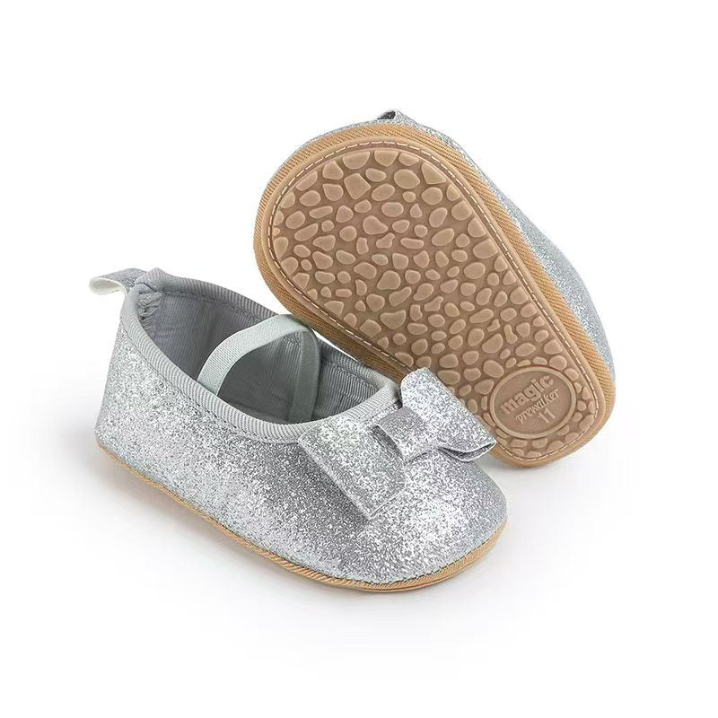 Silver Shimmer Bow Pumps